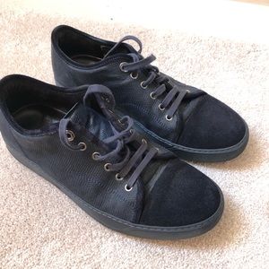 LANVIN men shoes, leather,?size 8, navy color